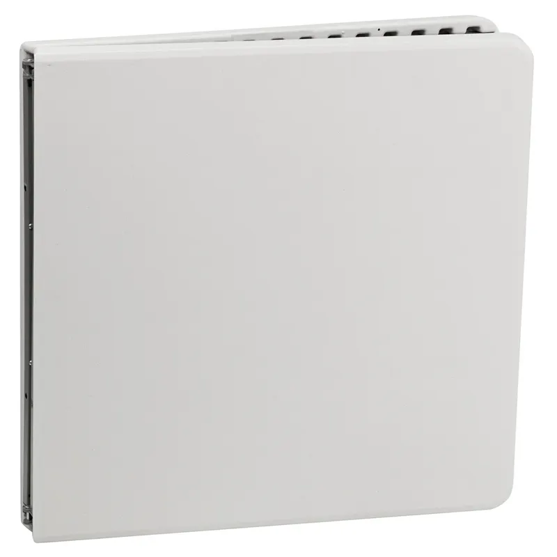 White 6-foot rectangular event table folded for transport and storage